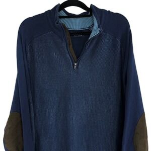 Chaps Polo Ralph Lauren Men's Size 3XB Blue Quarter Zip Sweater Elbow Patches